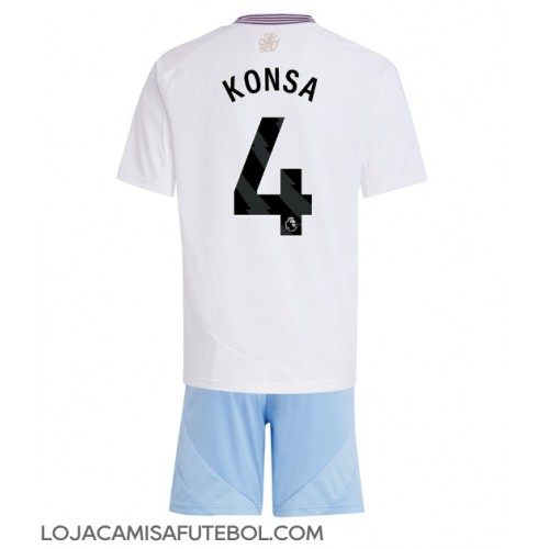 Camisa de Futebol Aston Villa Ezri Konsa #4 Equipamento Secundário Infantil 2024-25 Manga Curta (+ Calças curtas)